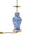 A pair of Chinese Export style blue and white porcelain vases converted to table lamps, each featuring a classic...