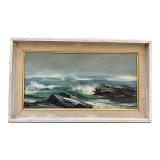Original Oil Painting on Linen; Vintage Seascape 1960s by M. Erickson For Sale
