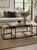 3 separate tables with metal base and stone top