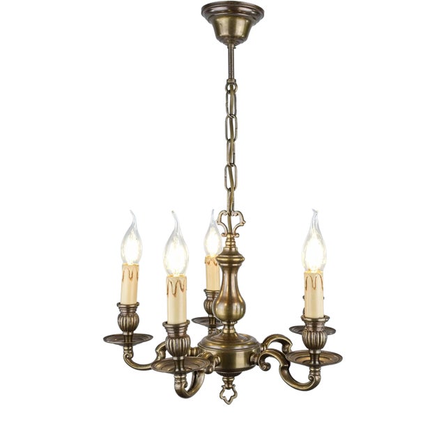 Smaller Bronze Chandelier with Five Arms For Sale