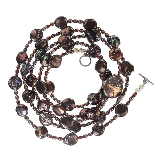 Mauve/Wine Pearl Necklace June Birthstone For Sale