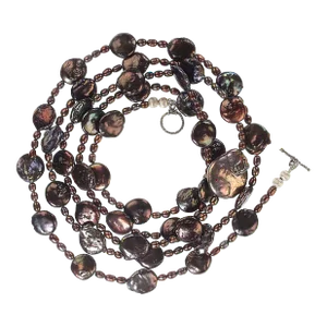 Mauve/Wine Pearl Necklace June Birthstone