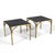 This handsome pair of German end tables have exquisitely crafted brass bases which support inset tops of black Detopak...