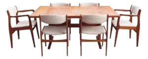Danish Teak 60s 70s Larsen Dining Table + 6 Benny Linden Teak Chairs Set of 7