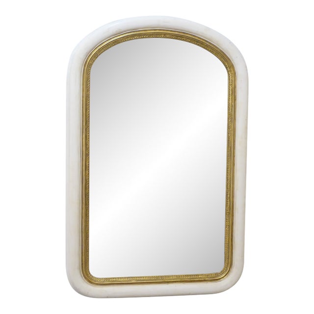 Antique Curved Corner Whitewashed Mirror For Sale