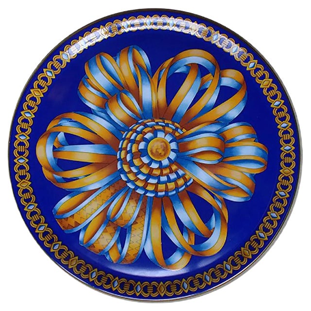 Silk Ribbon Porcelain Plate from Hermès, 1980s For Sale