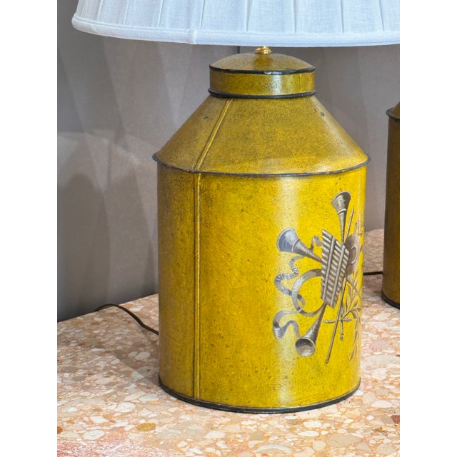 Early 20th Century French Tole Tea Canister Table Lamps For Sale - Image 13 of 14