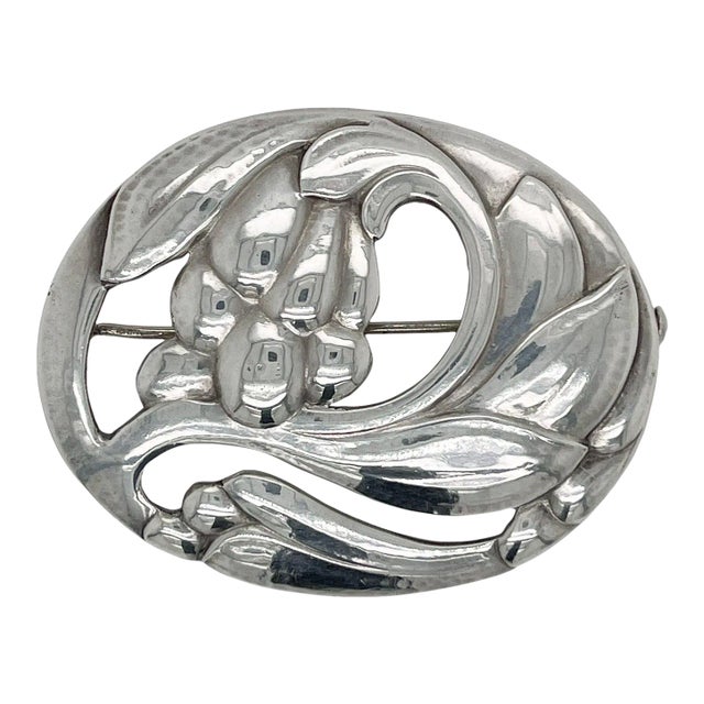 Vintage Georg Jensen Art Nouveau Sterling Silver Brooch No. 65 For Sale
