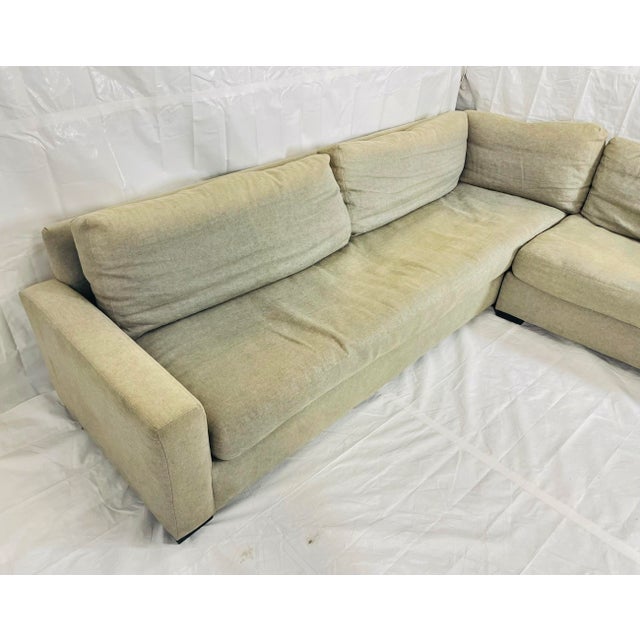 Restoration Hardware Linen 2-Piece Sectional Sofa, Modern Rh Corner Couch For Sale In Los Angeles - Image 6 of 18