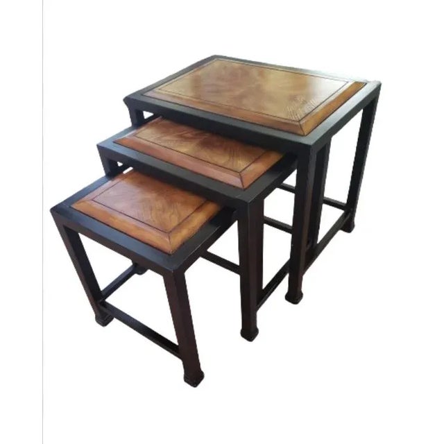 1990s Italian Metal and Wood Nesting Tables - Set of 3 For Sale In Washington DC - Image 6 of 11