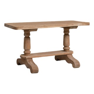 1970-1979 France Weathered Whitewash Cerused Oak Console For Sale