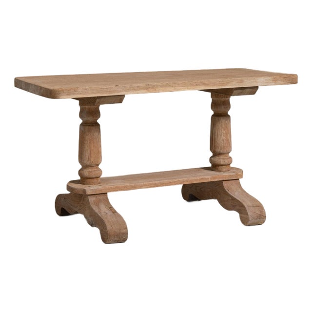 1970-1979 France Weathered Whitewash Cerused Oak Console For Sale