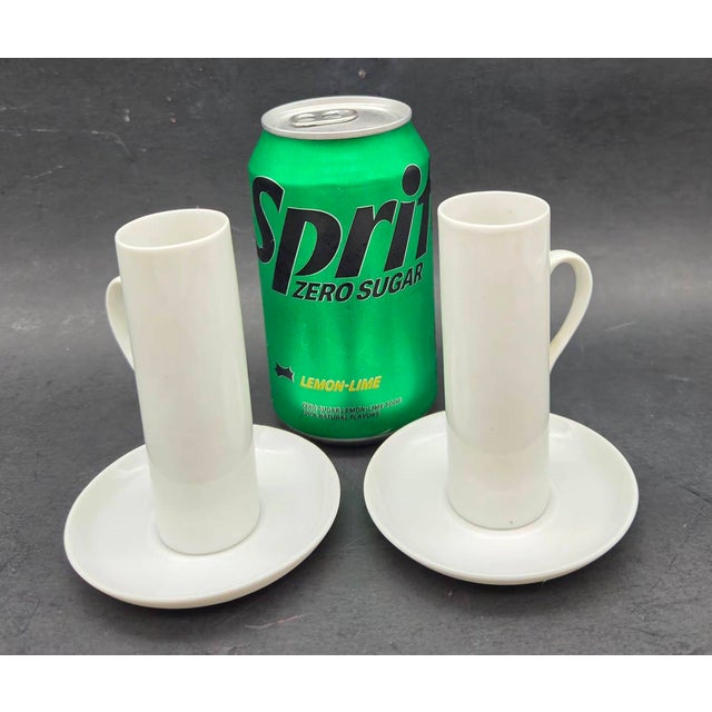 White Mid 20th Century Lagardo Tackett White Porcelain Espresso Demitasse Cups, Set of 6 For Sale - Image 8 of 12