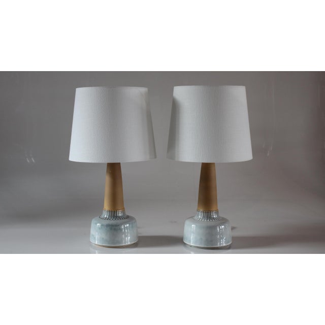Danish Light Blue Glazed Ceramic Table Lamps by Einar Johansen for Søholm, 1960s, Set of 2 For Sale - Image 10 of 13