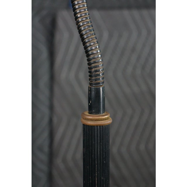 Vintage Art Deco Gooseneck Floor Lamp Drink Tray Smoke Stand Faux Onyx Base For Sale - Image 4 of 17