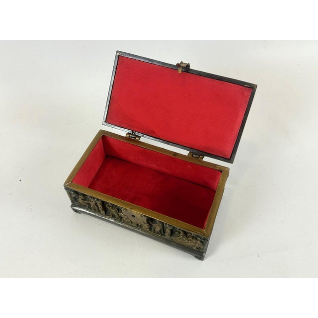 Antique Gothic Revival Bronze Jewelry Box with Religious Scenes, 19th Century For Sale - Image 15 of 16