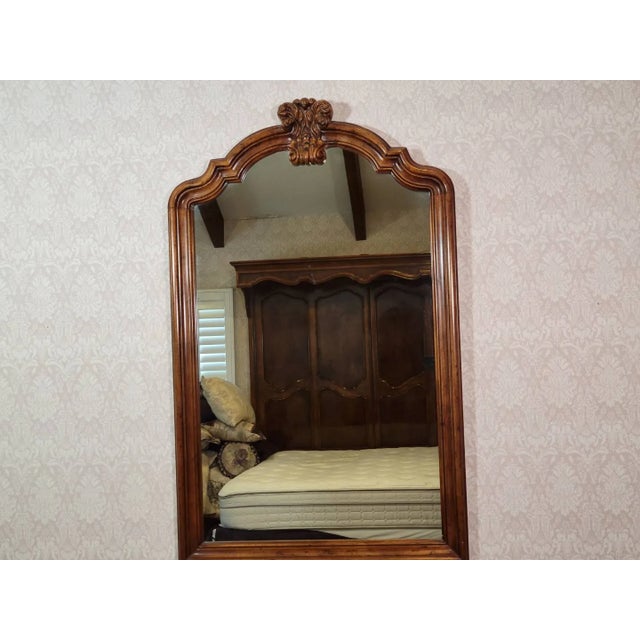 Henredon John Widdicomb Style Dresser & Mirror | Serpentine Front Chest For Sale - Image 10 of 12