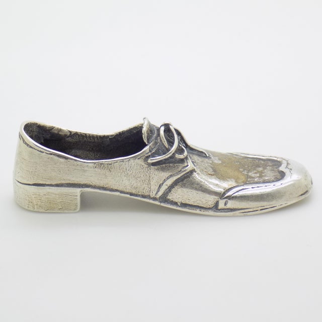 1980s Vintage Italian Handmade Genuine Sterling Silver 925 Men’s Shoe Heavy Miniature For Sale - Image 5 of 10