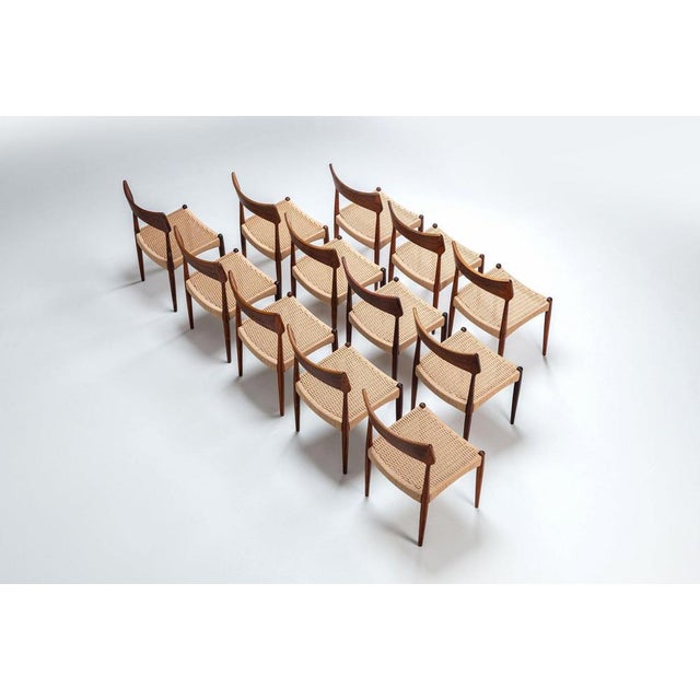 Bernhard Pedersen dining chairs produced by Christian Linnebergs Møbelfabrik, Denmark, 1960. An elegant and refined set of...
