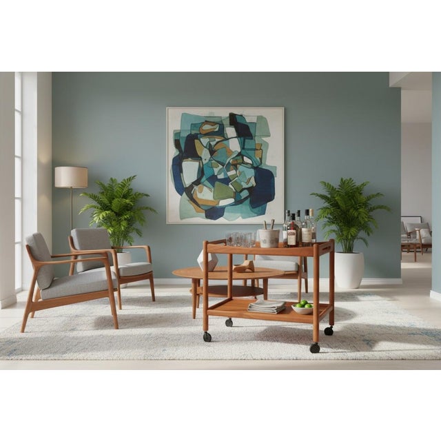 Andreas Tuck AT-45 Serving Trolley in Teak by Hans J. Wegner for Andreas Tuck, Denmark, 1960s For Sale - Image 4 of 14