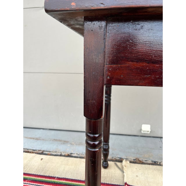 A Antique Pennsylvania Country Sheraton Farmhouse Work/Side Table Circa 1830’s For Sale - Image 9 of 12