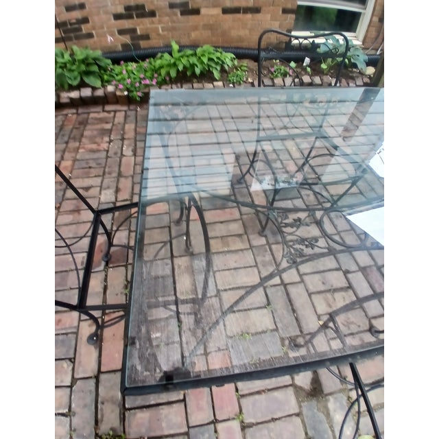 Vintage Wrought Iron Patio Dining Set, Salterini Style, 4 Pieces For Sale - Image 6 of 10