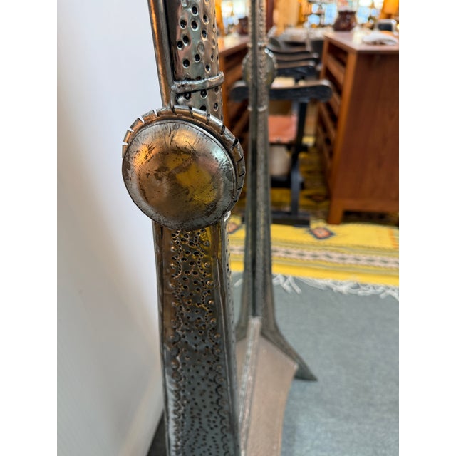 Hand Hammered Tin Cheval Floor Mirror | Chairish