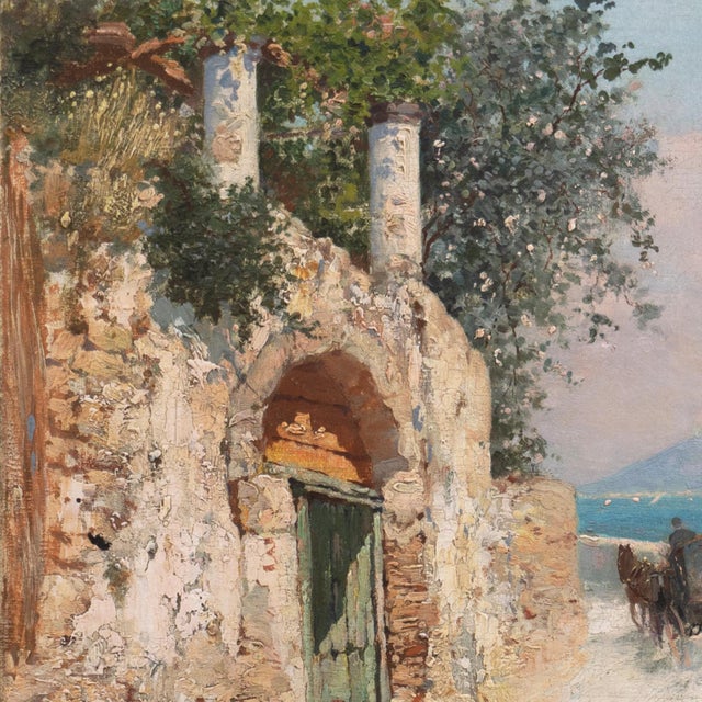 Textile 'Naples With a View of Mount Vesuvius' by Giuseppe Giardiello, Circa 1900, Golfo Di Napoli For Sale - Image 7 of 10