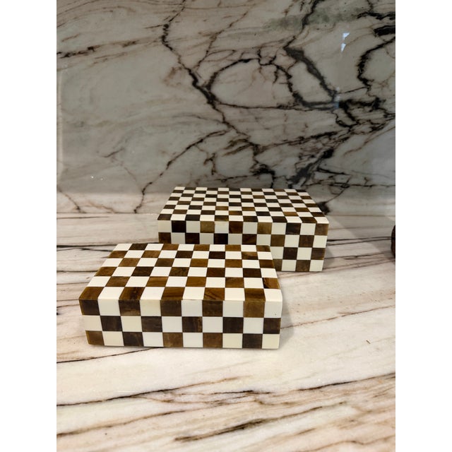 Wood & Resin Inlaid Boxes, Pair For Sale In Miami - Image 6 of 7