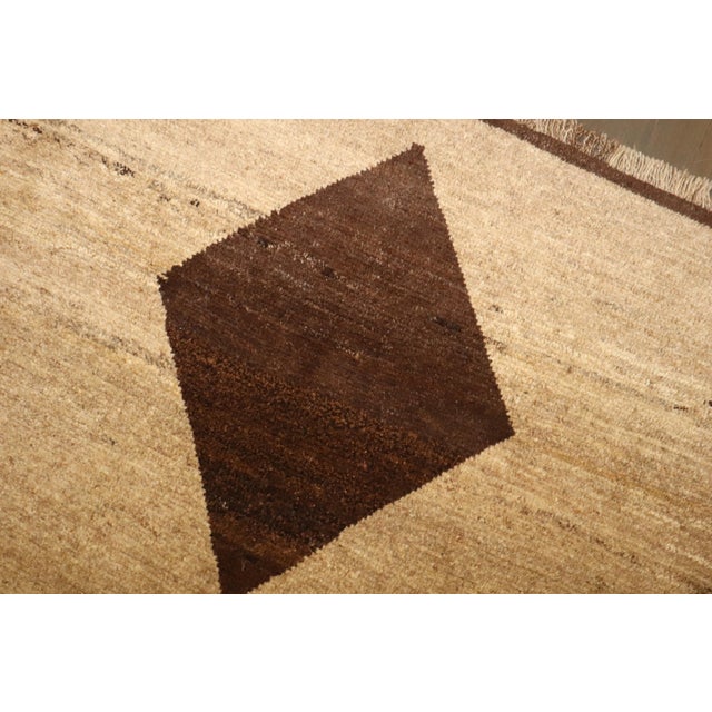 Zabihi Collection Geometric Persian Gabbeh Rug For Sale - Image 9 of 9