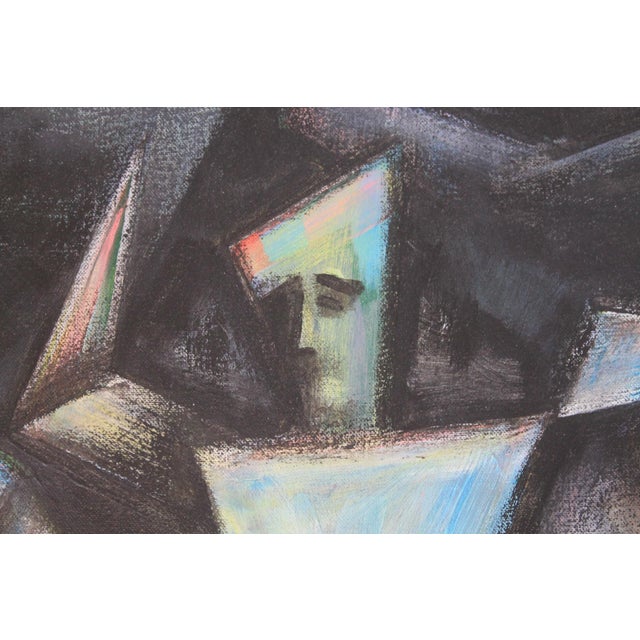 Mid-Century Modern Vintage Cubist-Influenced Original Painting on Canvas - Lisa Bates For Sale - Image 3 of 10