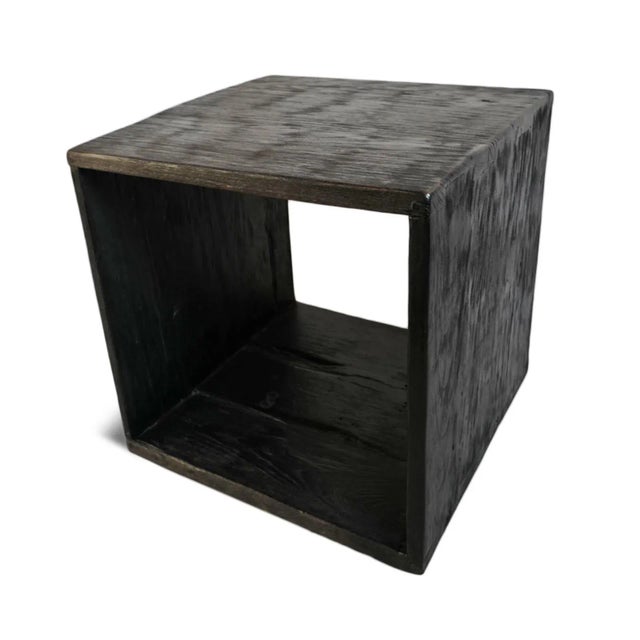 Modern Ebony Teak Wood Box Side Table For Sale In Los Angeles - Image 6 of 9