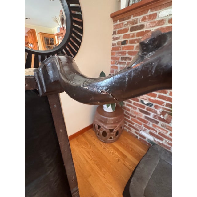 Late 20th Century Late 20th Century Queen Anne Walnut Bench / Ottoman in Brunschwig & Fils Upholstery – Carved Cabriole Legs For Sale - Image 5 of 8