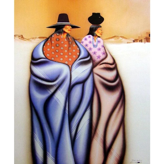 "Two Women" Offset Lithograph by Robert Redbird Image Size : 18" x 24" Paper size : 23" x 30" Condition: Excellent Robert...
