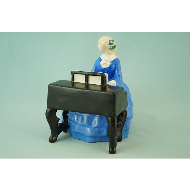 20th Century Ceramic Sculpture of Lady on a Piano by Bertold Loffler for Wiener Keramik in Powolny, Austria For Sale - Image 3 of 18