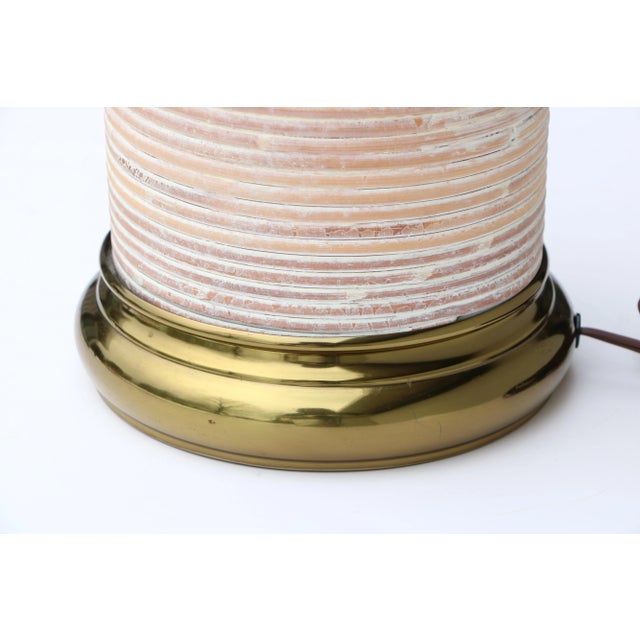 Cerused Reed & Brass Table Lamp For Sale - Image 4 of 9