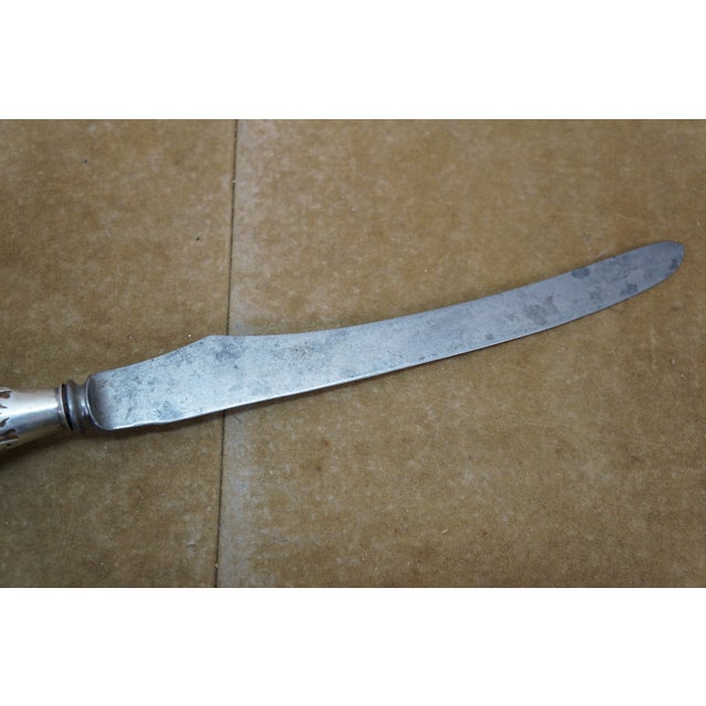 Early 20th Century Antique Sterling Silver Antler Stag Horn Cows Head Fork & Knife Meat Carving Set 15" For Sale - Image 5 of 16