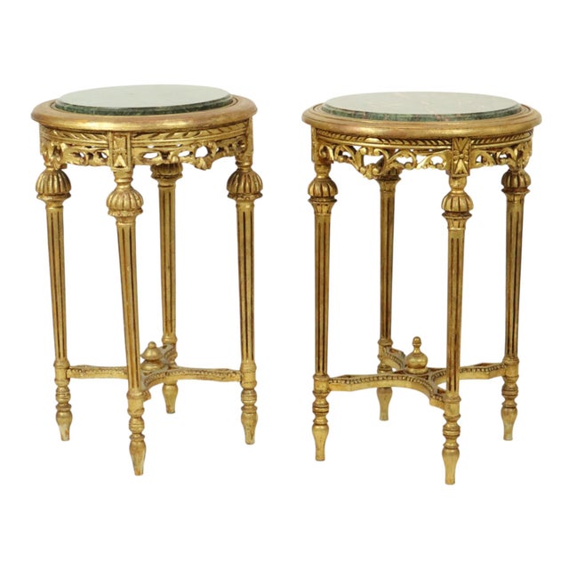 Antique Empire French Side Tables Plant Tables in Marble, 1890s, Set of 2 For Sale - Image 12 of 18