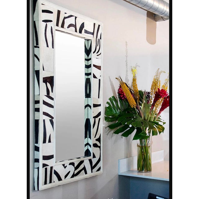 Patched Faux Zebra Mirror by Mecox Gardens For Sale - Image 10 of 12