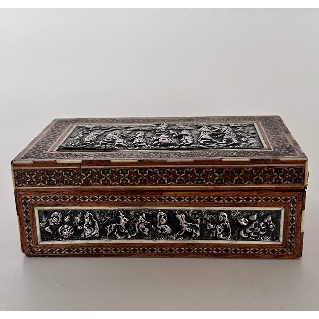 Persian Marquetry & Silver Keepsake Box For Sale - Image 4 of 6
