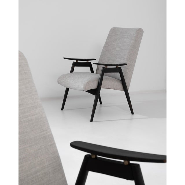 Mid-Century Modern 1960s Czech Upholstered Armchairs, a Pair For Sale - Image 3 of 5
