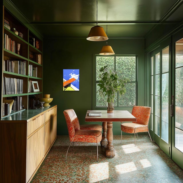 Orange Orange Board - Abstract Vibrant Mid Century Modern Pool Still Life Painting Original Artwork by Michael Giliberti For Sale - Image 8 of 8