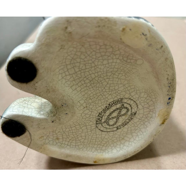 Staffordshire Late 19th Century Staffordshire Spaniel Dog Pitcher in Black & White For Sale - Image 4 of 8
