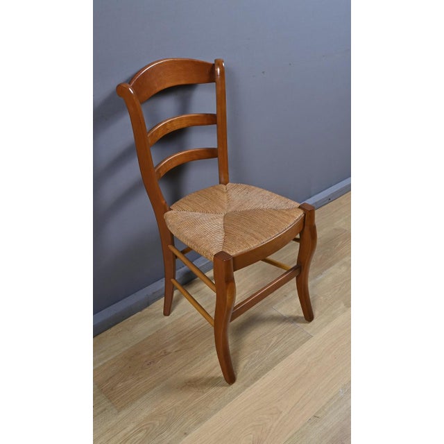 Vintage Cherrywood Straw Chairs, 1950s, Set of 6 For Sale - Image 10 of 18