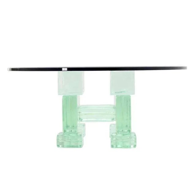 Transparent Mid-Century ModernThick Heavy Solid Glass Blocks Coffee Table For Sale - Image 8 of 11
