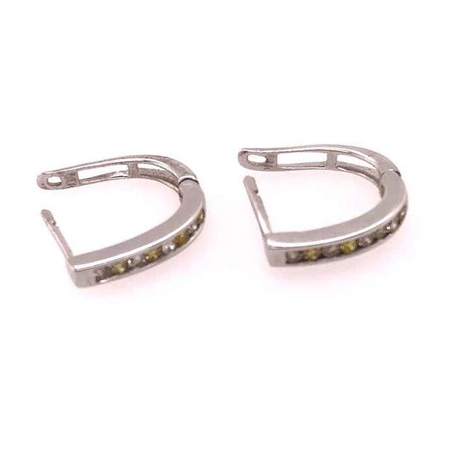 14 Karat White Gold Latch Back Earrings With White and Yellow Diamonds For Sale - Image 4 of 12