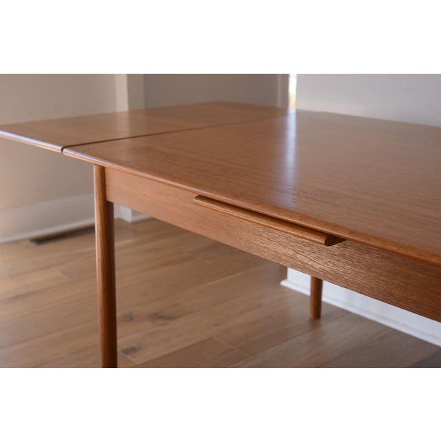 Kurt Ostervig Style Danish Teak Extendable Dining Table With Hidden Leaves For Sale - Image 11 of 13