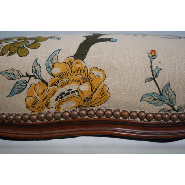 Brown French Louis XV Peacock Upholstered Seat Bench For Sale - Image 8 of 12
