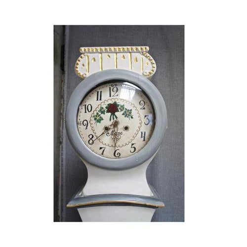 Swedish Mora Clock in White Rosesfryksdall, 1800s For Sale - Image 3 of 5