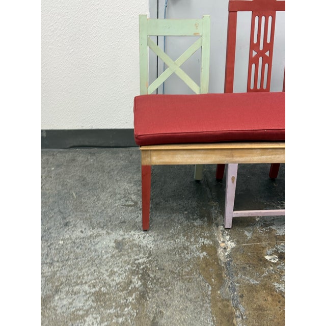 Upcycled Mixed-Chair Bench For Sale - Image 12 of 12